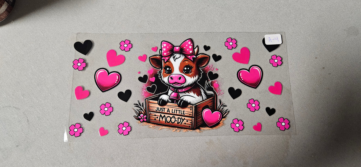 A-4 Moody Highland Cow UVDTF Wrap