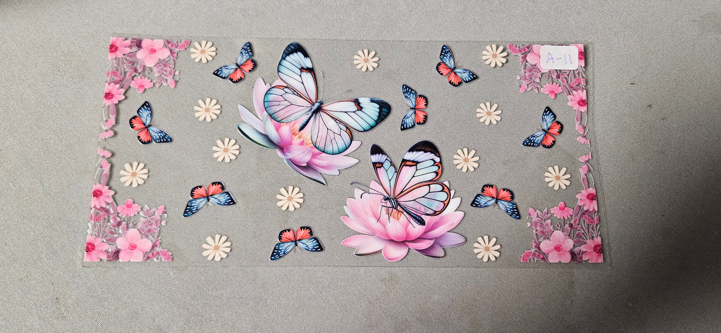 A-11 Butterfly and Flowers UVDTF Wraps