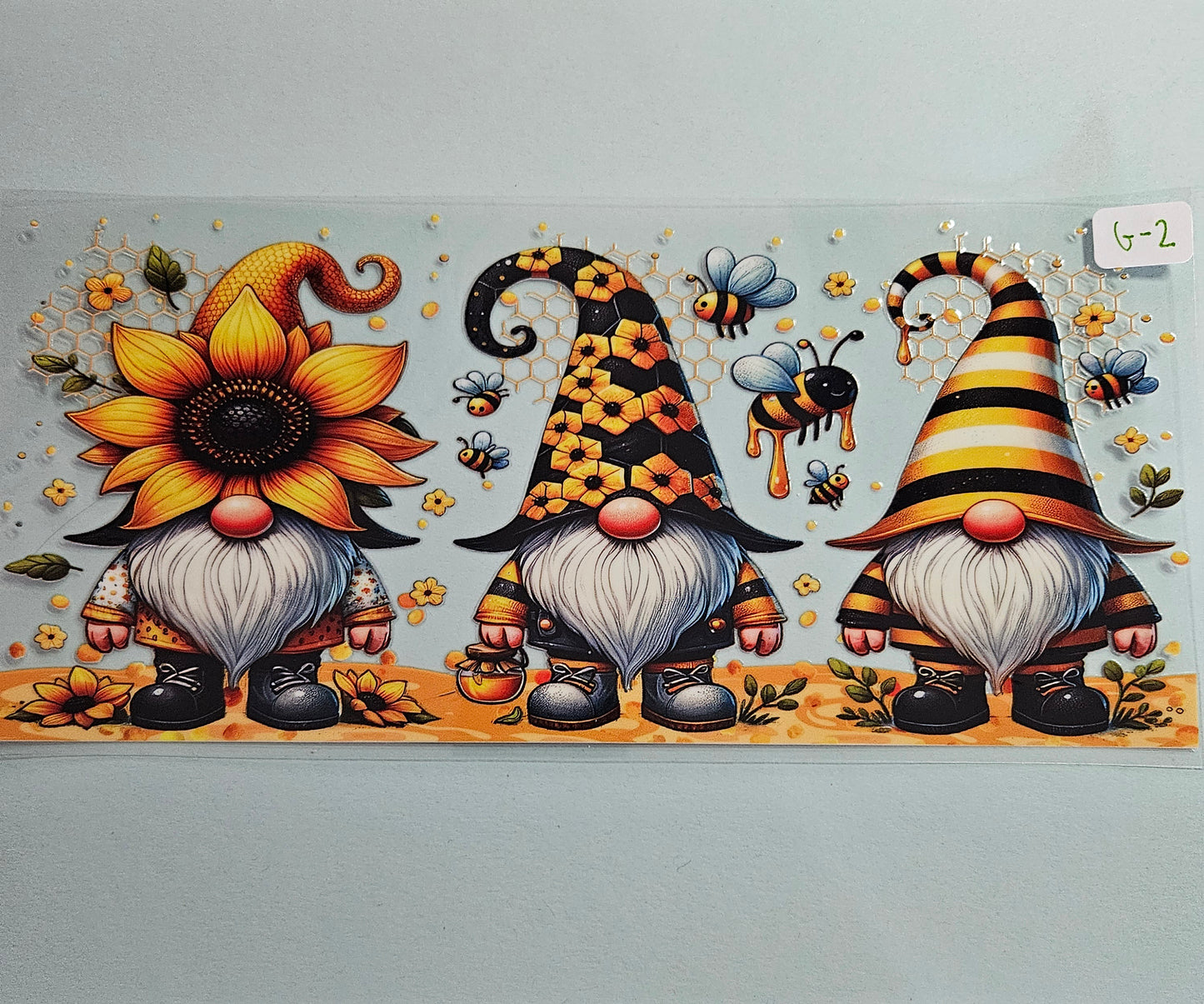 G-2 Sunflower and Bee Gnome UVDTF Wrap