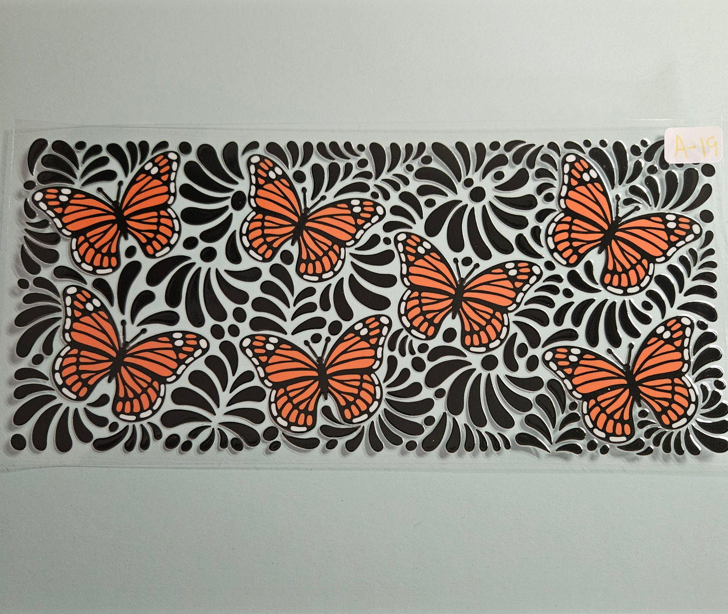 A-19 Orange and Black Butterfly UVDTF Wraps