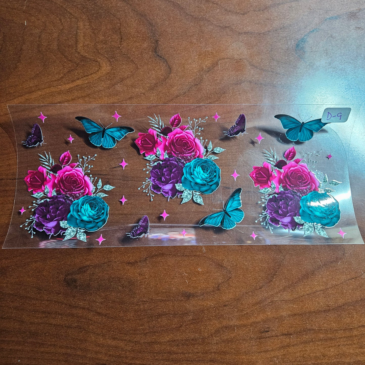 D-9 Colorful roses and butterflies UVDTF Wraps