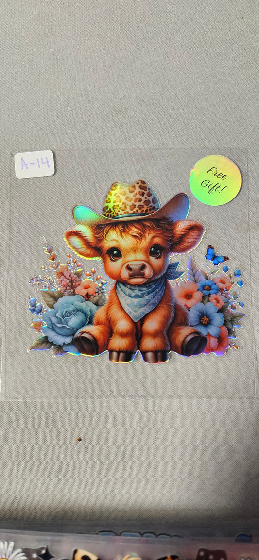 A-14 Highland Cow UVDTF Wrap