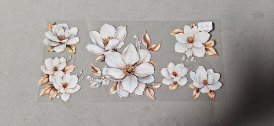 F-5 White Flower with Gold UVDTF Wrap