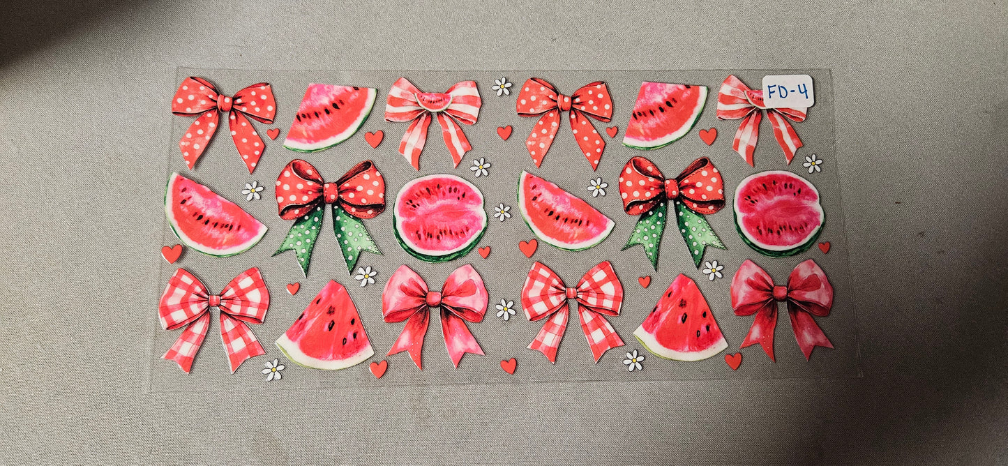 FD-4 Watermelon and Bows UVDTF Wraps