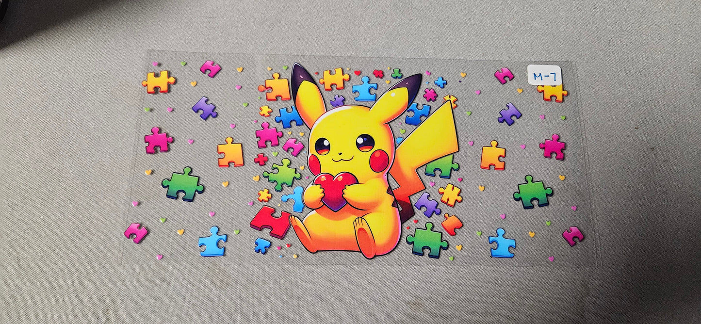 M-7 Pikachu Autism Awareness UVDTF Wrap