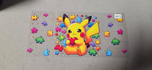 M-7 Pikachu Autism Awareness UVDTF Wrap