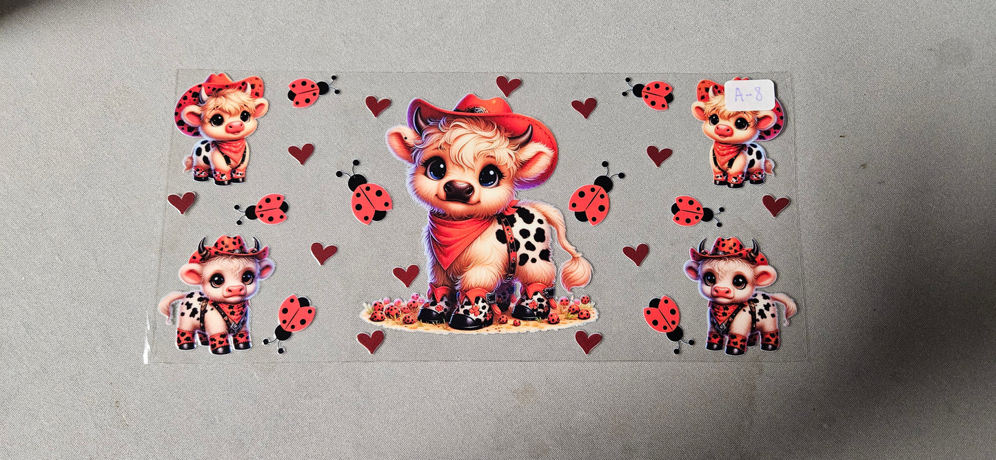 A-8 Ladybug Highland Cow UVDTF Wraps