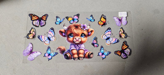 A-12 Butterfly Highland Cow UVDTF Wraps