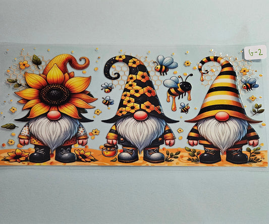 G-2 Sunflower and Bee Gnome UVDTF Wrap