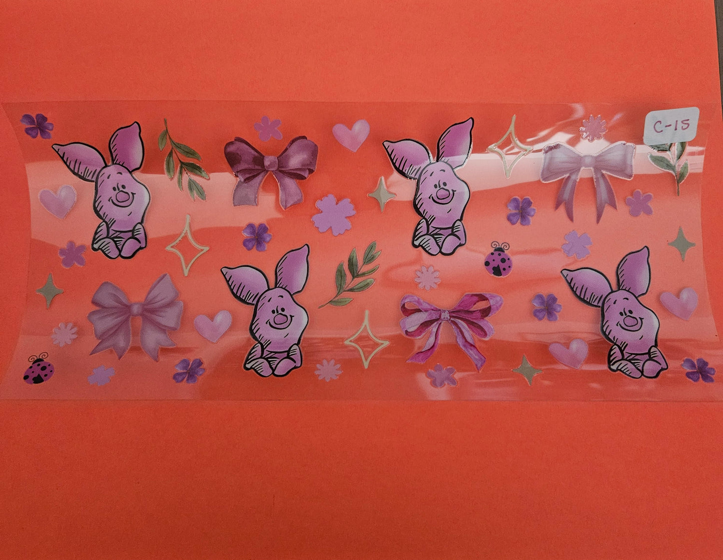 C-15 Purple Piglet Bow & Bloom UVDTF Wrap