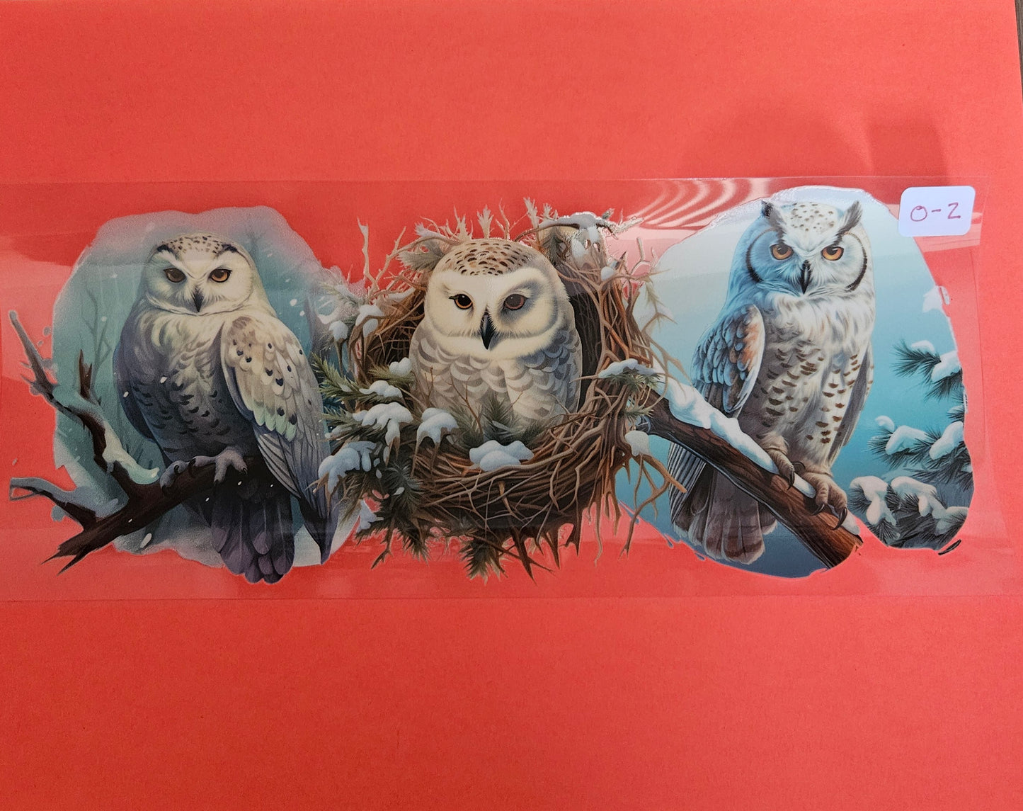 O-2 Winter Snowy Owl Trio UVDTF Wrap