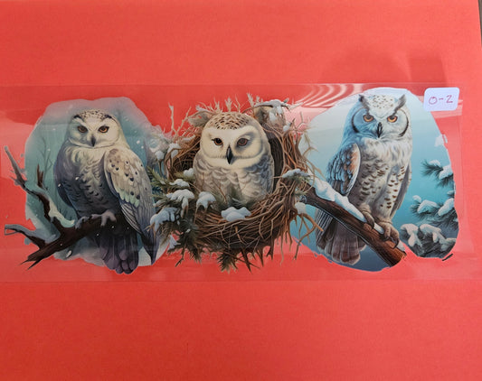O-2 Winter Snowy Owl Trio UVDTF Wrap