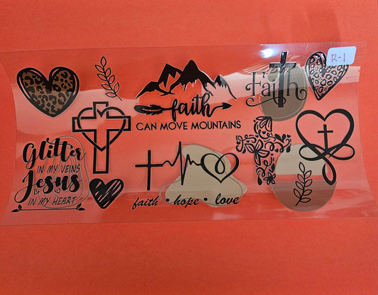 R-1 Glitter & Faith Collage UVDTF Wrap