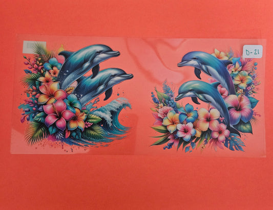 D-21 Colorful Dolphins UVDTF Wraps