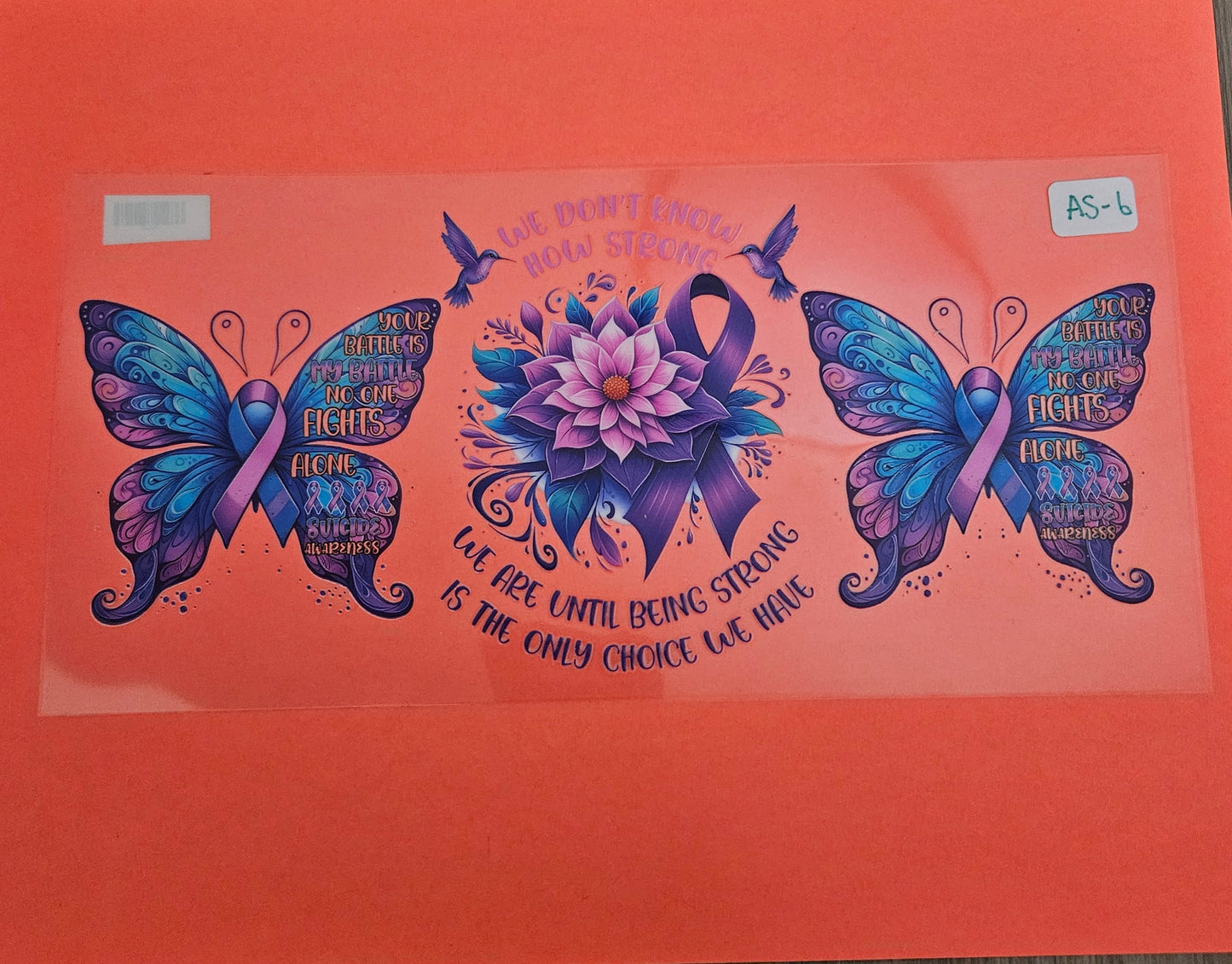 AS-6 Suicide Awareness Butterfly Ribbon UVDTF Wrap