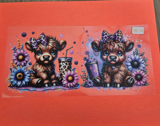 HC-21 Cow with bows UVDTF Wraps