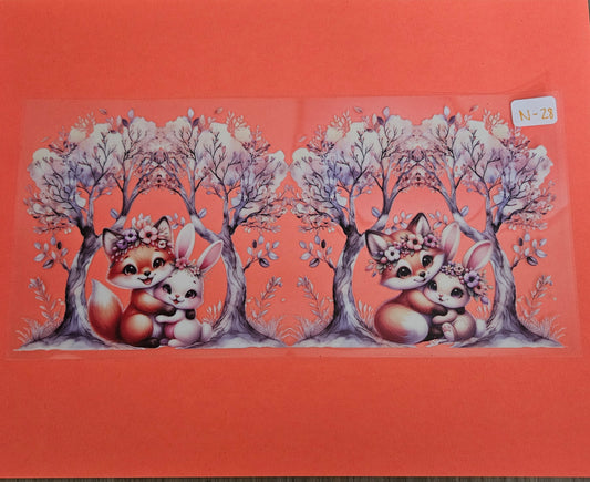 N-28 Friendly Fox and Rabbit UVDTF Wrap