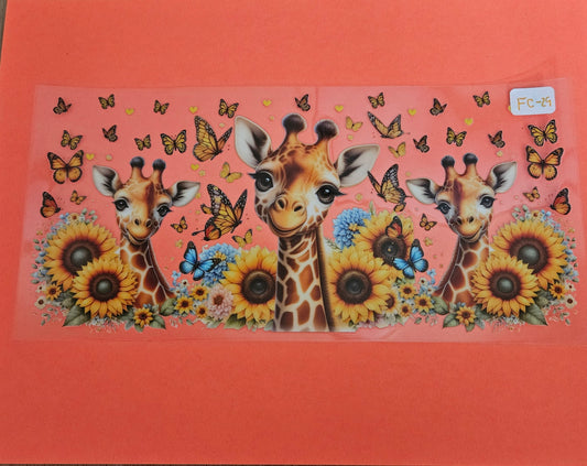 FC-29 Giraffe with sunflowers UVDTF Wrap