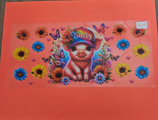 FC-32 Sassy Pig 2 UVDTF Wrap