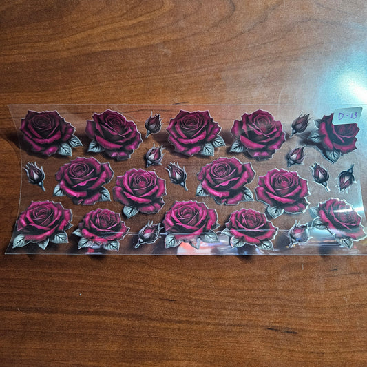 D-13 Dark colored roses UVDTF Wrap
