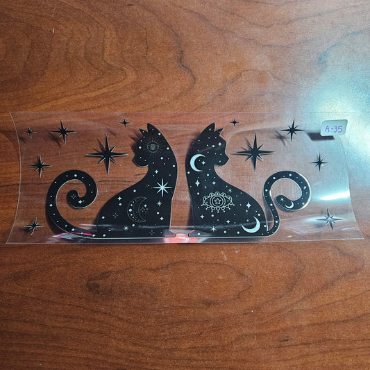 A-35 Mystical Duo Cats Celestial UVDTF Cup Wrap