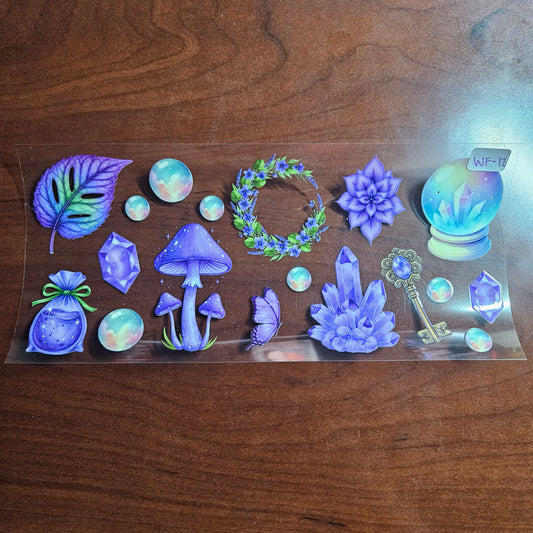 WF-17 Purple Witchy Mushroom Crystal UVDTF Wrap