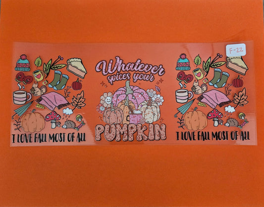 F-22 Whatever Spices Your Pumpkin UVDTF Wrap
