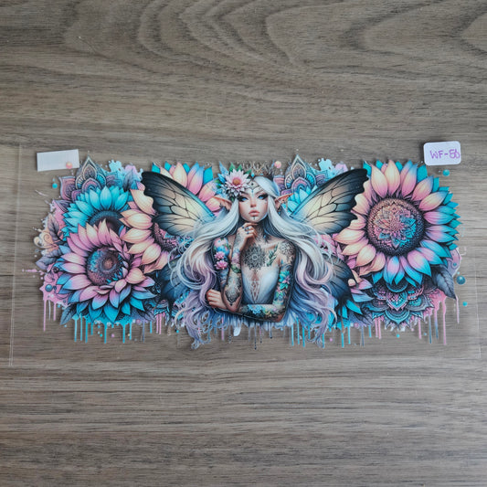 WF-50 Tattooed Fairy & Mandala Sunflower UVDTF Wrap