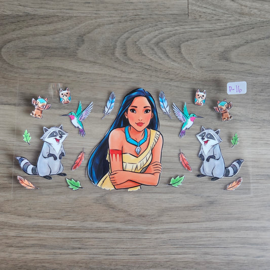 P-16 Native Princess Raccoon & Hummingbird UVDTF Wrap