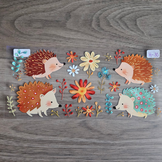 H-30 Floral Hedgehog UVDTF Wrap