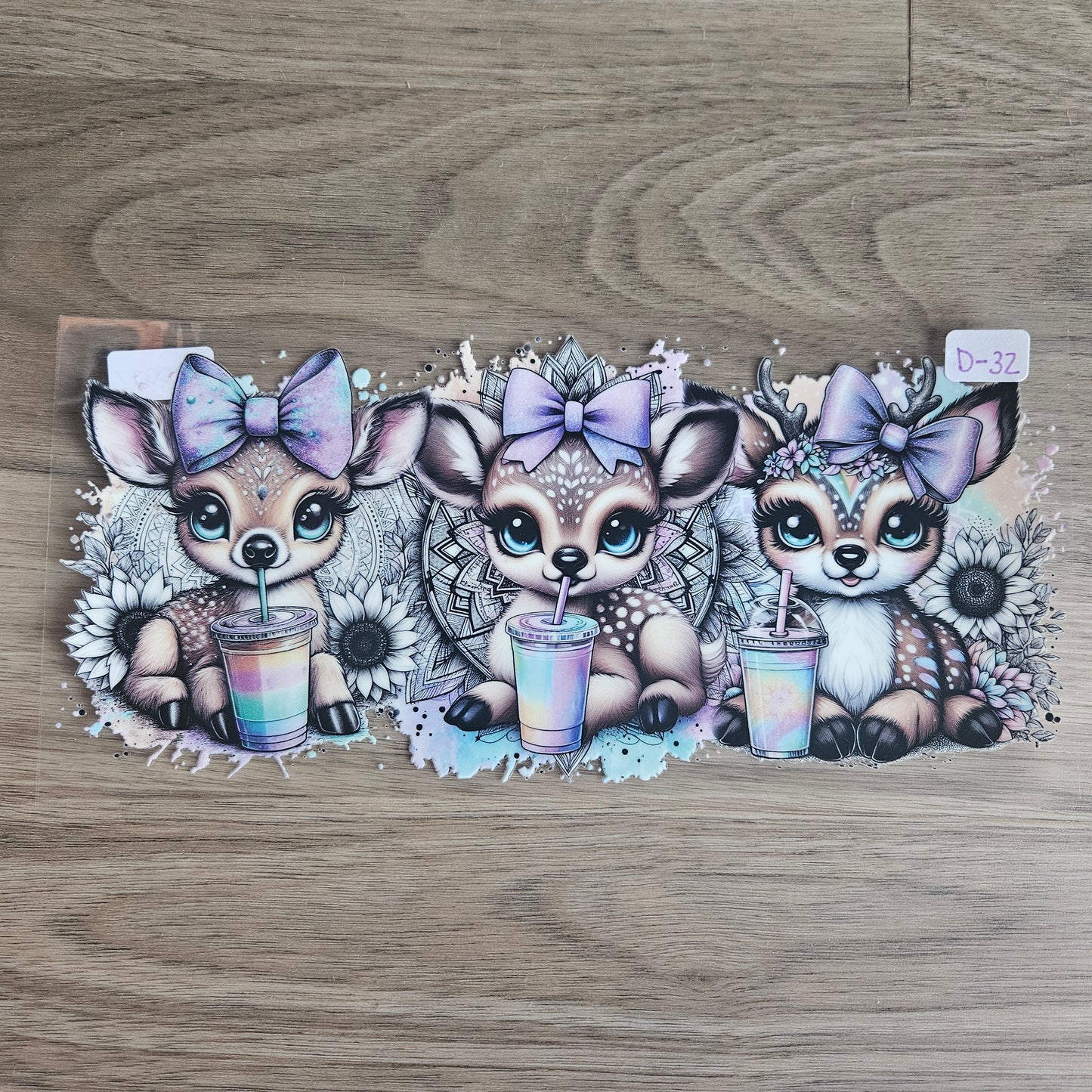 D-32 Bow & Sip Fawn Trio UVDTF Wrap