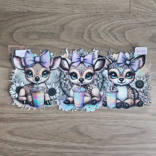 D-32 Bow & Sip Fawn Trio UVDTF Wrap