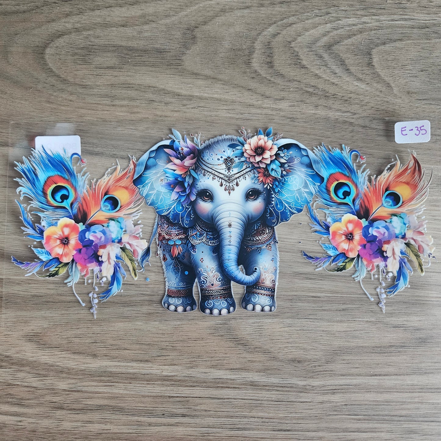 E-35 Henna Elephant Floral UVDTF Wrap