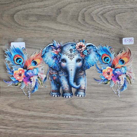 E-35 Henna Elephant Floral UVDTF Wrap