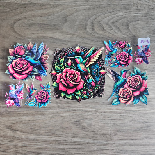 HB_42 Colorful Hummingbird UVDTF Wrap