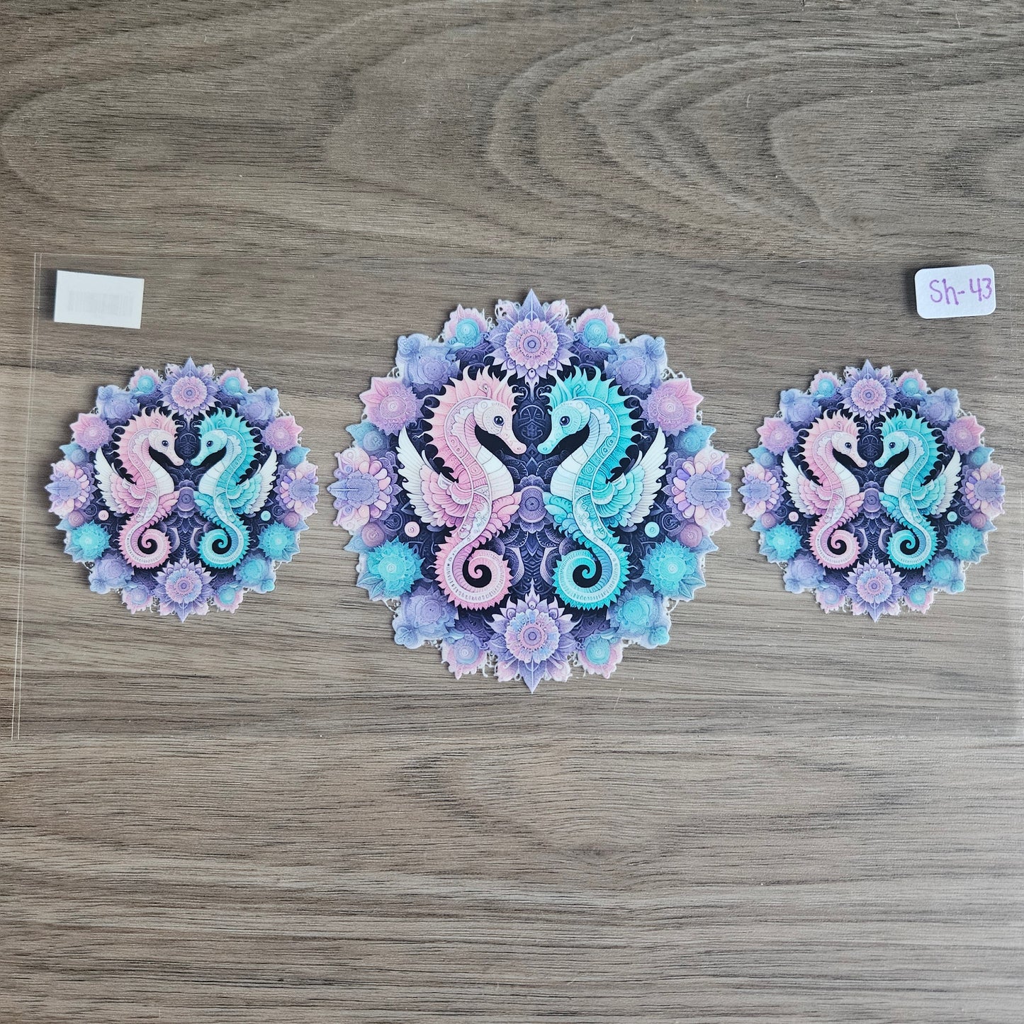 SH-43 Lavender & Teal Seahorse UVDTF Wrap