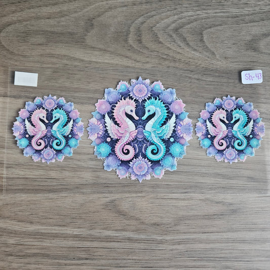 SH-43 Lavender & Teal Seahorse UVDTF Wrap
