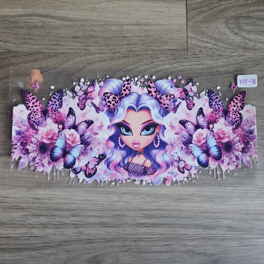 WF-48 Pink and Purple Goddess With Butterfly UVDTF Wrap