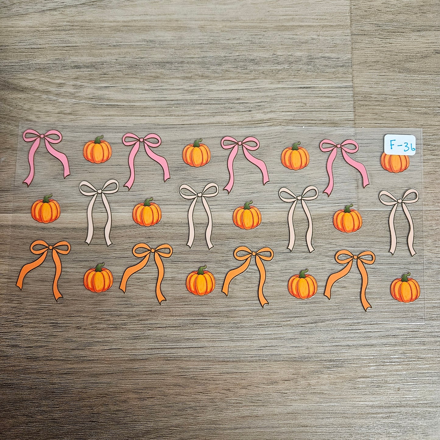 F-36 Pumpkin & Bow Trio Fall UVDTF Wrap