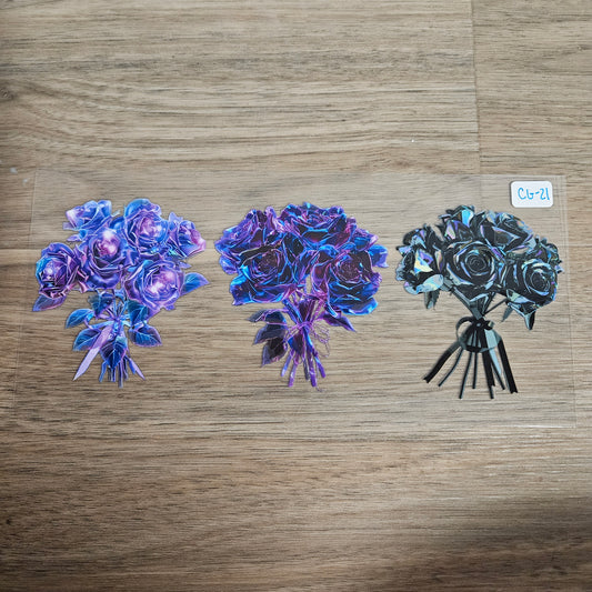 CG-21 Iridescent Galaxy Rose Bouquet UVDTF Wrap
