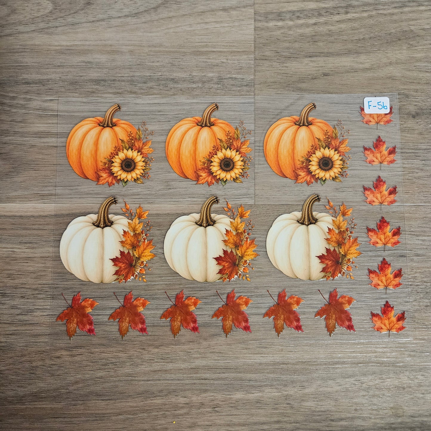 F-56 Orange & White Pumpkin Sunflower Maple Leaf Fall Element Sheet