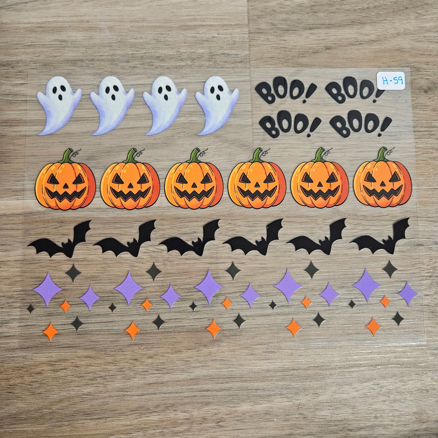 H-59 Boo Ghost Jack-o-Lantern Bat Sparkle Halloween Element Sheet