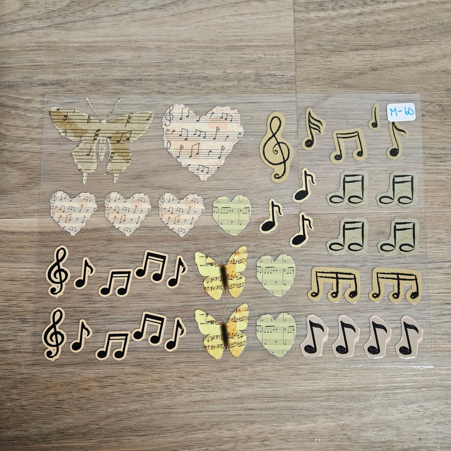 M-60 Vintage Sheet Music Butterfly Heart Note Element Sheet