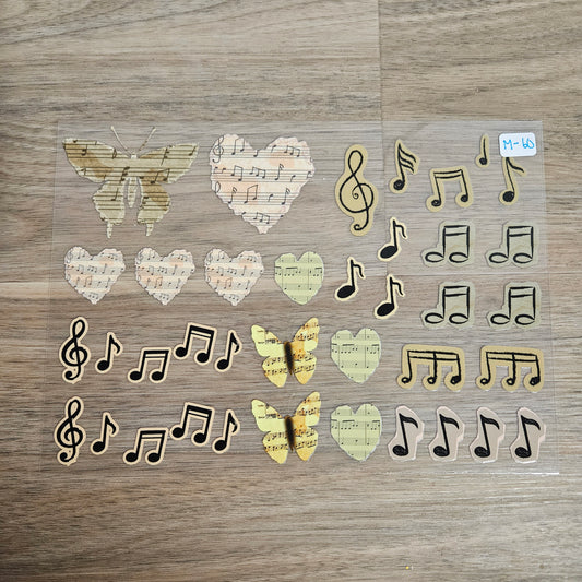 M-60 Vintage Sheet Music Butterfly Heart Note Element Sheet