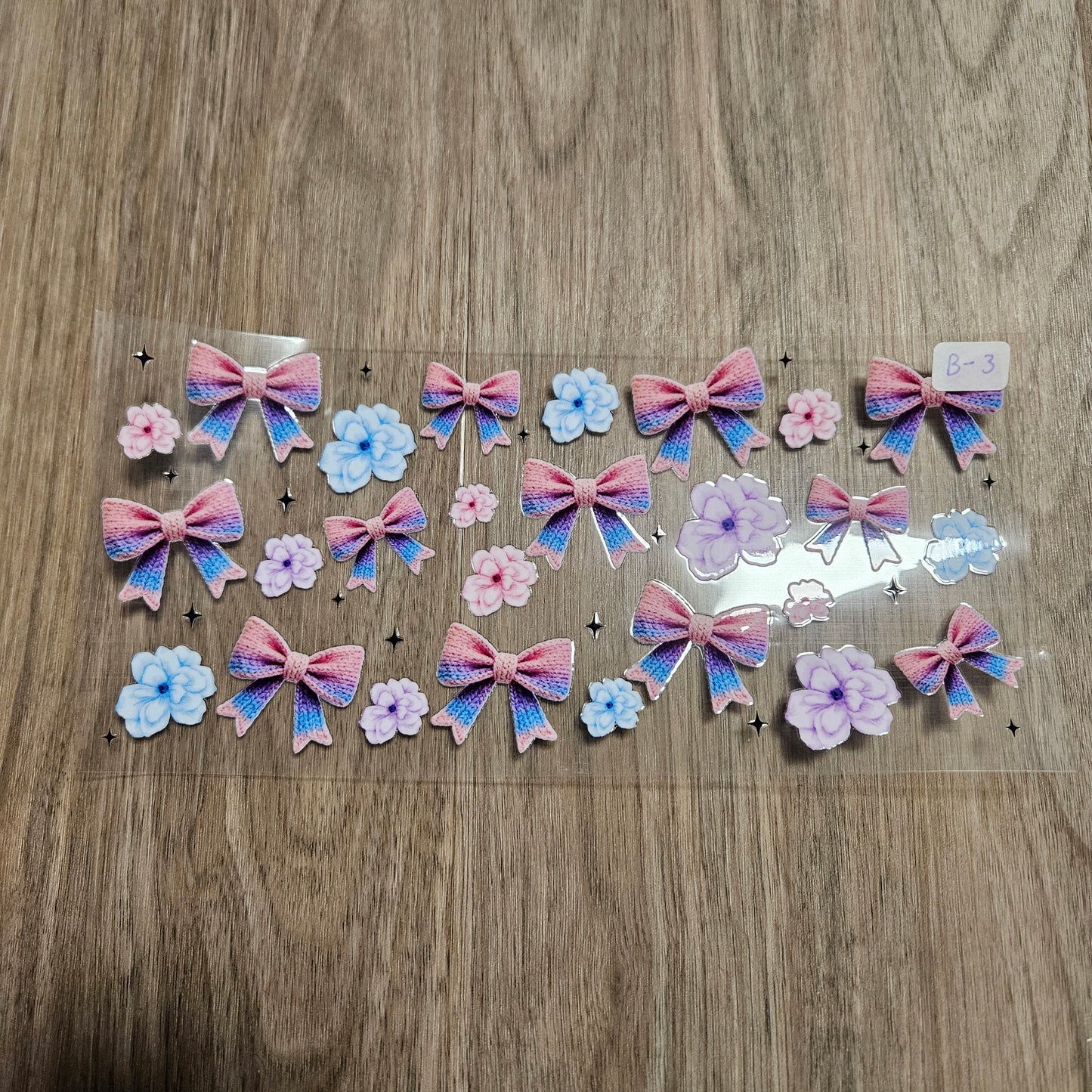 B-3 Crocheted Bow and flowers UVDTF Wrap