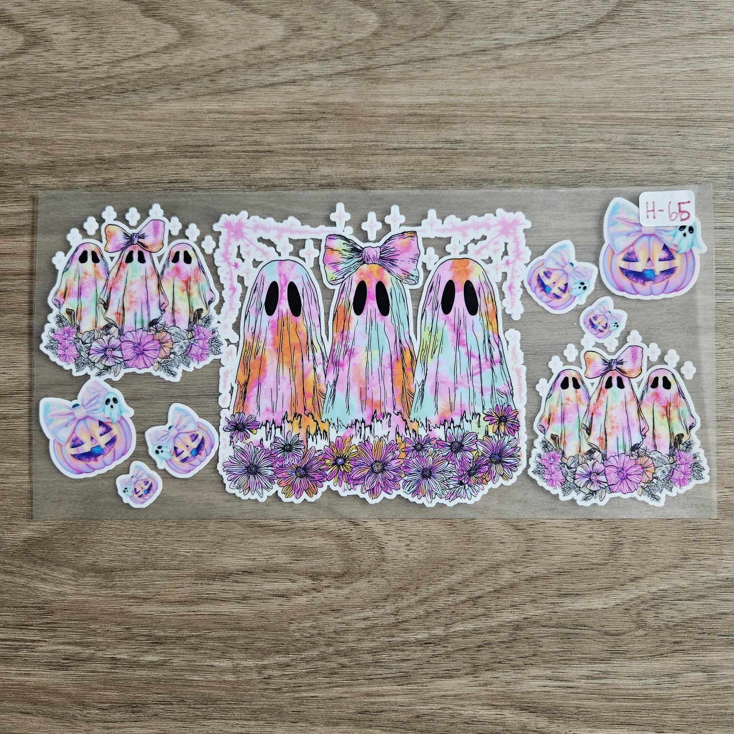 H-65 Pastel Bow Ghost UVDTF Wrap