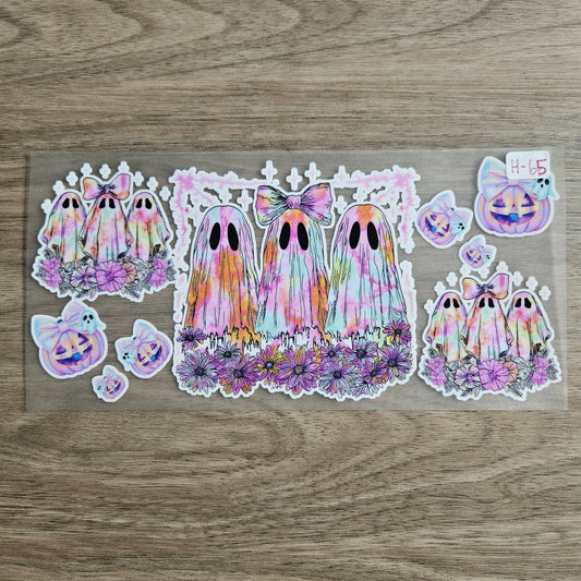 H-65 Pastel Bow Ghost UVDTF Wrap