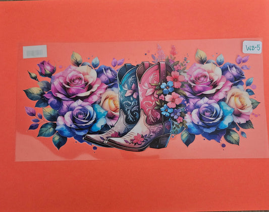 WB-5 Colorful Floral Boots UVDTF Wrap