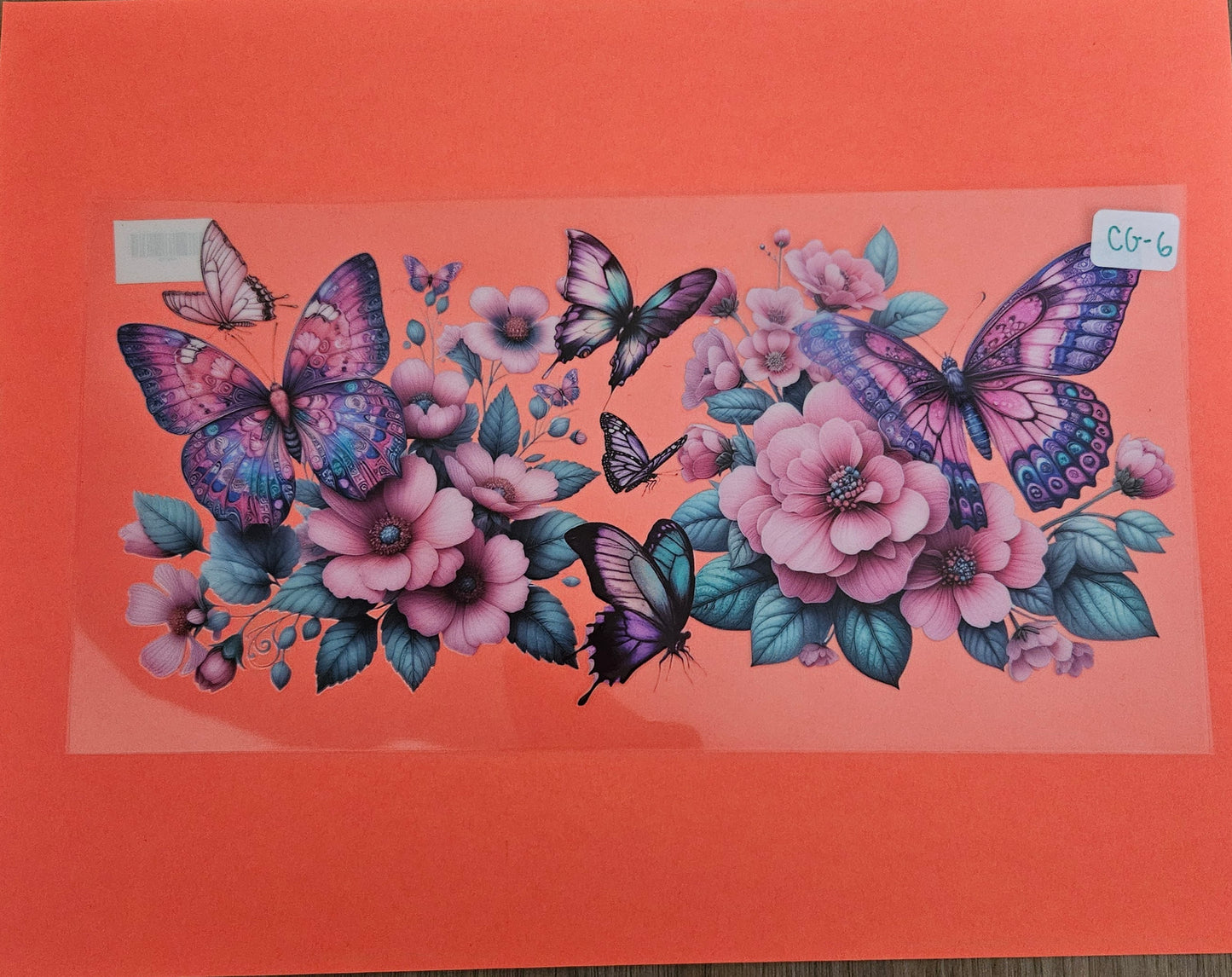 CG-6 Pink and Purple Butterfly UVDTF Wrap